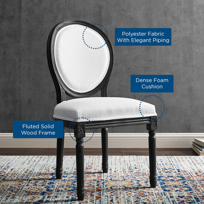 Emanate Vintage French Upholstered Fabric Dining Side Chair, Fabric, Wood, Black White, 23283