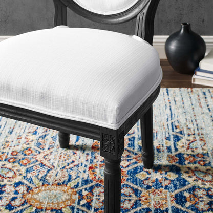 Emanate Vintage French Upholstered Fabric Dining Side Chair, Fabric, Wood, Black White, 23283