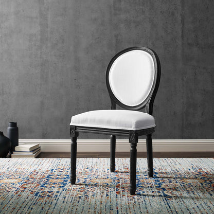 Emanate Vintage French Upholstered Fabric Dining Side Chair, Fabric, Wood, Black White, 23283