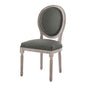 Emanate Vintage French Upholstered Fabric Dining Side Chair, Fabric, Wood, Brown Natural Grey Gray, 23285