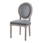 Emanate Vintage French Performance Velvet Dining Side Chair, Velvet, Wood, Brown Natural Grey Gray, 23287