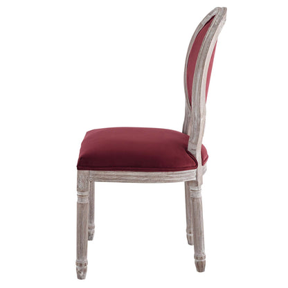 Emanate Vintage French Performance Velvet Dining Side Chair, Velvet, Wood, Brown Natural Red, 23288