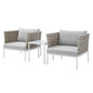 Harmony 3-Piece Sunbrella® Basket Weave Outdoor Patio Aluminum Seating Set, Aluminum, Metal, Steel, Grey Gray, 20419