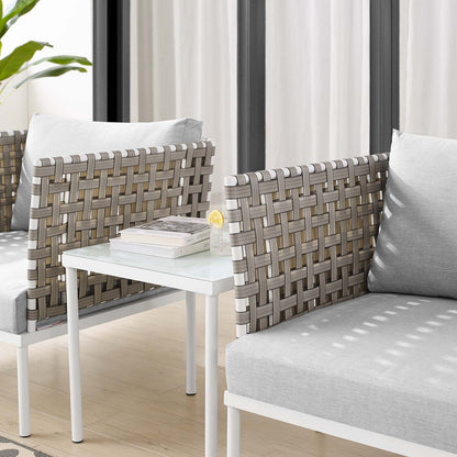 Harmony 3-Piece Sunbrella® Basket Weave Outdoor Patio Aluminum Seating Set, Aluminum, Metal, Steel, Grey Gray, 20419