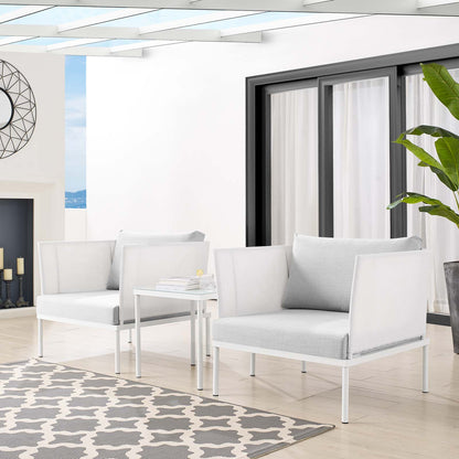 Harmony 3-Piece Sunbrella® Outdoor Patio Aluminum Seating Set, Aluminum, Metal, Steel, White Grey Gray, 20421