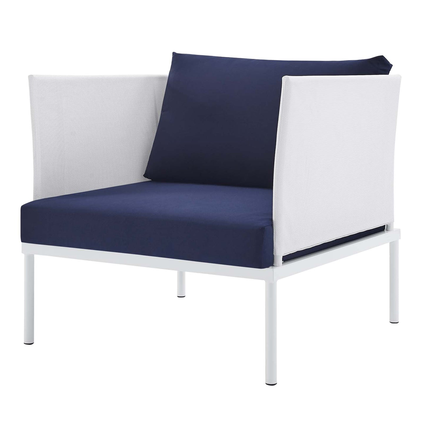 Harmony 3-Piece Sunbrella® Outdoor Patio Aluminum Seating Set, Aluminum, Metal, Steel, White Blue Navy, 20422