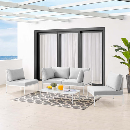 Harmony 4-Piece Sunbrella® Outdoor Patio Aluminum Seating Set, Aluminum, Metal, Steel, White Grey Gray, 20429