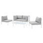 Harmony 4-Piece Sunbrella® Outdoor Patio Aluminum Seating Set, Aluminum, Metal, Steel, White Grey Gray, 20429