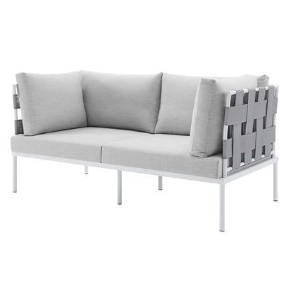 Harmony 4-Piece Sunbrella® Outdoor Patio Aluminum Seating Set, Aluminum, Metal, Steel, Grey Gray, 20431