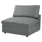 Commix Down Filled Overstuffed Vegan Leather Armless Chair, Faux Vegan Leather, Grey Gray, 20437