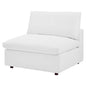 Commix Down Filled Overstuffed Vegan Leather Armless Chair, Faux Vegan Leather, White, 20439
