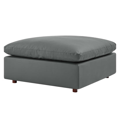Commix Down Filled Overstuffed Vegan Leather Ottoman, Faux Vegan Leather, Grey Gray, 20440
