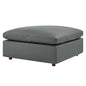 Commix Down Filled Overstuffed Vegan Leather Ottoman, Faux Vegan Leather, Grey Gray, 20440