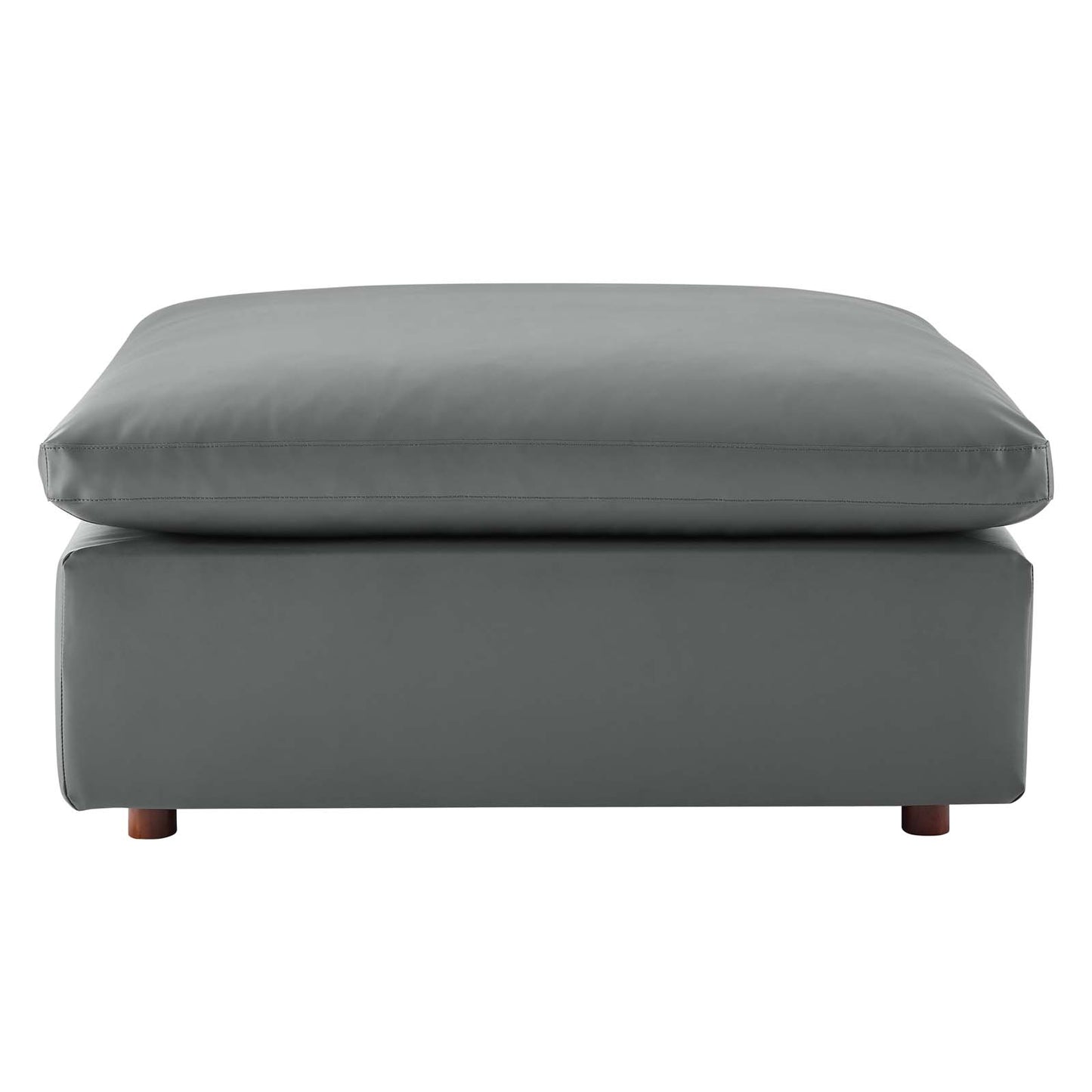 Commix Down Filled Overstuffed Vegan Leather Ottoman, Faux Vegan Leather, Grey Gray, 20440
