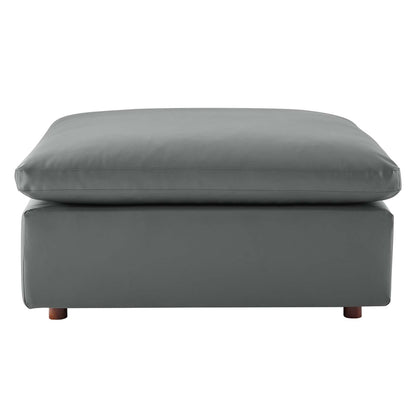 Commix Down Filled Overstuffed Vegan Leather Ottoman, Faux Vegan Leather, Grey Gray, 20440