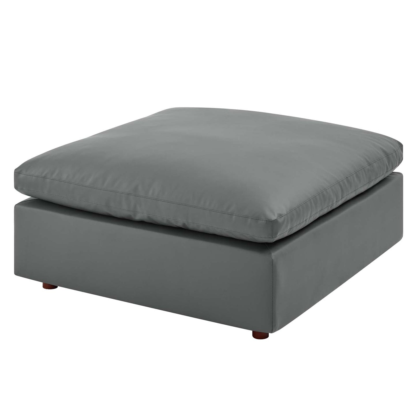 Commix Down Filled Overstuffed Vegan Leather Ottoman, Faux Vegan Leather, Grey Gray, 20440