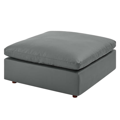 Commix Down Filled Overstuffed Vegan Leather Ottoman, Faux Vegan Leather, Grey Gray, 20440