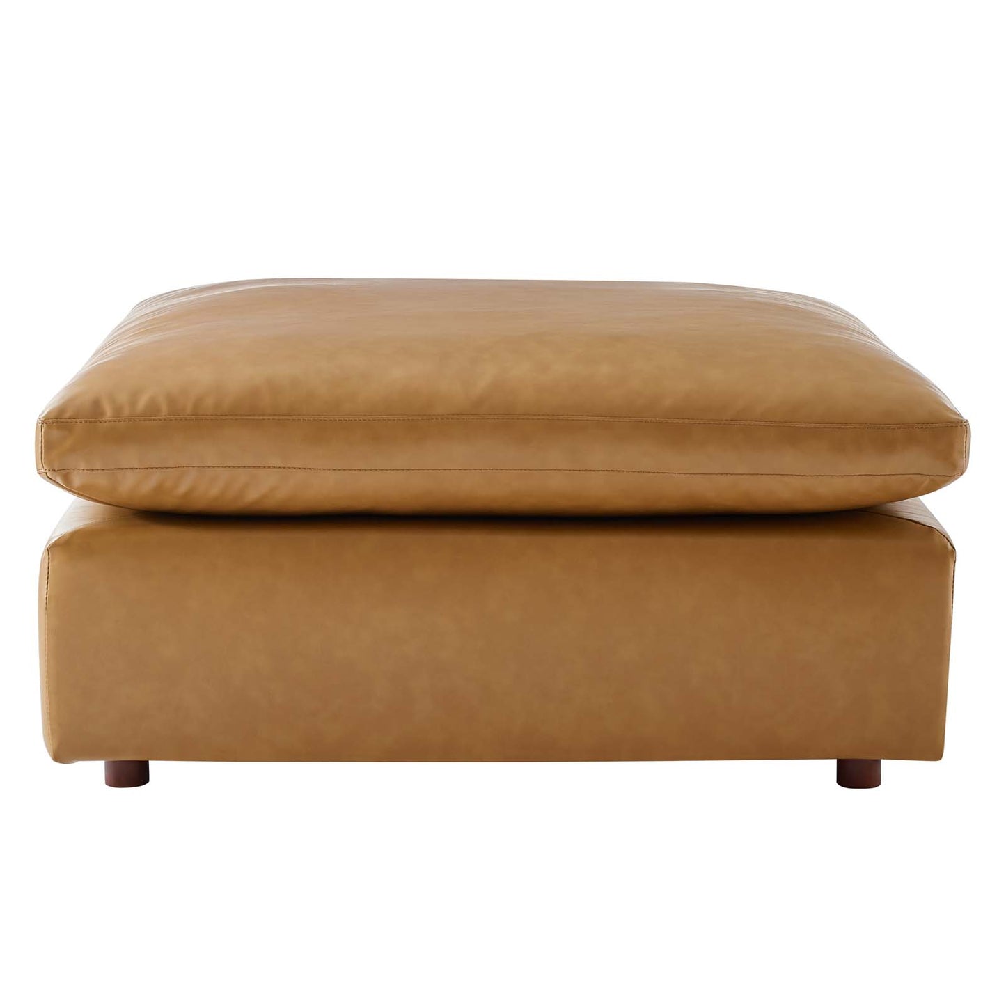Commix Down Filled Overstuffed Vegan Leather Ottoman, Faux Vegan Leather, Tan, 20441
