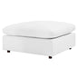 Commix Down Filled Overstuffed Vegan Leather Ottoman, Faux Vegan Leather, White, 20442