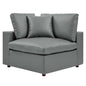 Commix Down Filled Overstuffed Vegan Leather Corner Chair, Faux Vegan Leather, Grey Gray, 20443