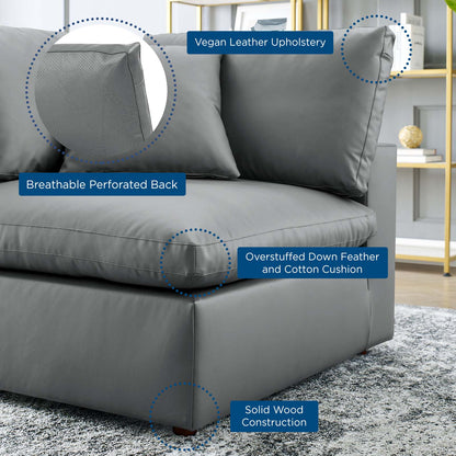 Commix Down Filled Overstuffed Vegan Leather Corner Chair, Faux Vegan Leather, Grey Gray, 20443