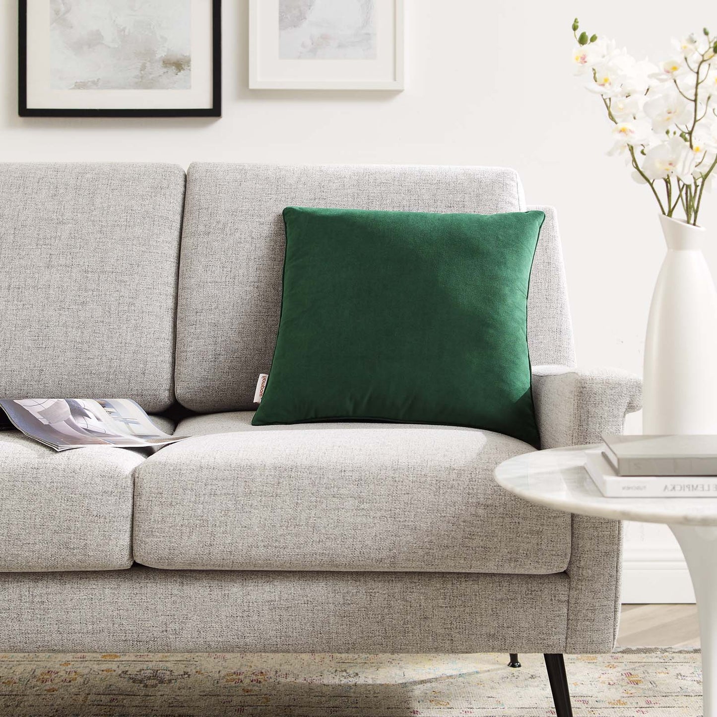 Enhance 18" Performance Velvet Throw Pillow, Velvet, Green, 20448