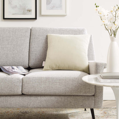 Enhance 18" Performance Velvet Throw Pillow, Velvet, Ivory White, 20449