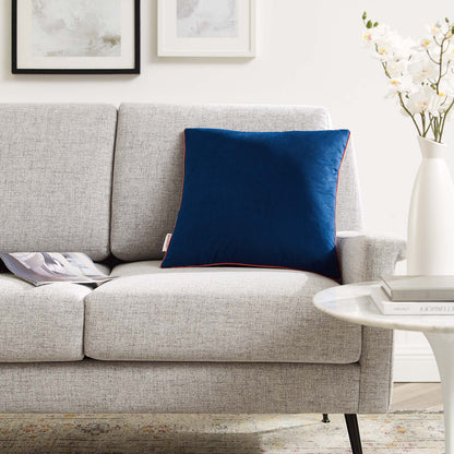 Accentuate 18" Performance Velvet Throw Pillow, Velvet, Blue Navy Pink, 20455