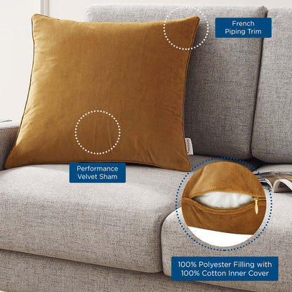 Enhance 20" Performance Velvet Throw Pillow, Velvet, Brown, 20457