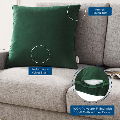 Enhance 20" Performance Velvet Throw Pillow, Velvet, Green, 20458