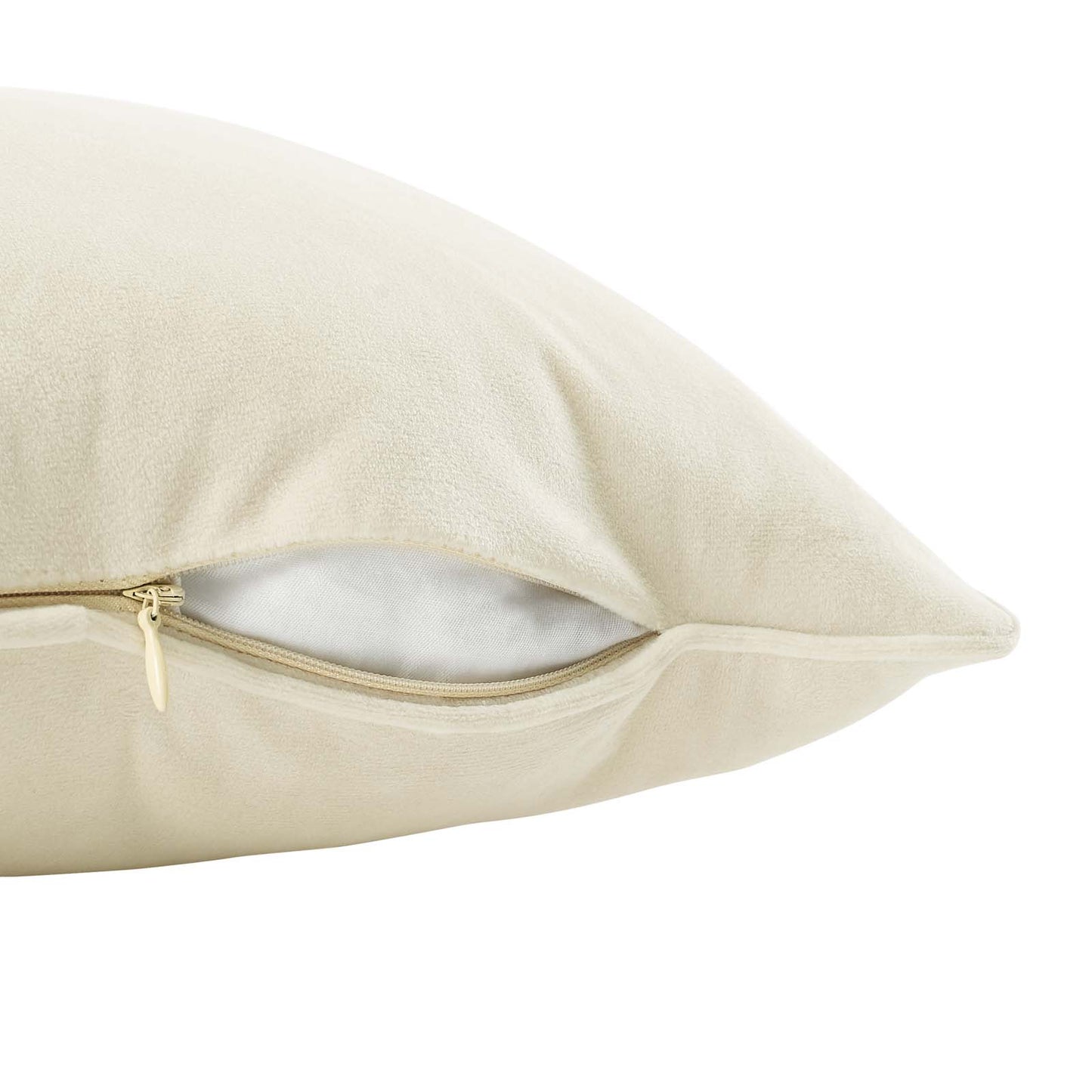 Enhance 20" Performance Velvet Throw Pillow, Velvet, Ivory White, 20459