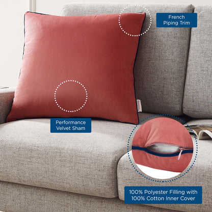 Accentuate 20" Performance Velvet Throw Pillow, Velvet, Red, 20462