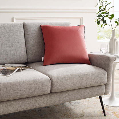 Accentuate 20" Performance Velvet Throw Pillow, Velvet, Red, 20462