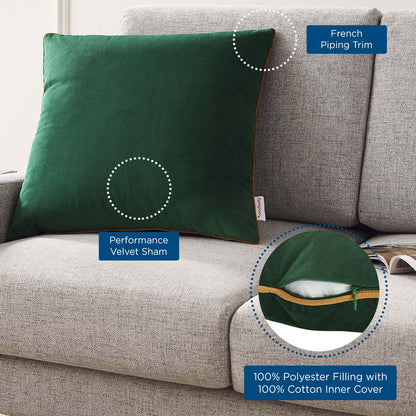 Accentuate 20" Performance Velvet Throw Pillow, Velvet, Green Brown, 20464
