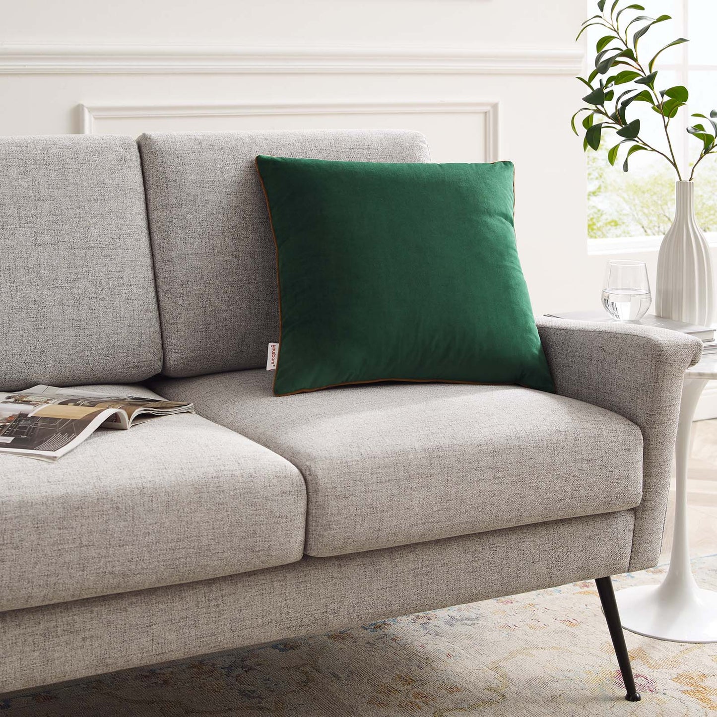 Accentuate 20" Performance Velvet Throw Pillow, Velvet, Green Brown, 20464