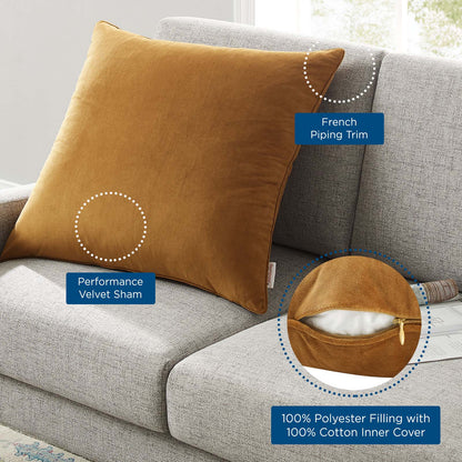 Enhance 24" Performance Velvet Throw Pillow, Velvet, Brown, 20467