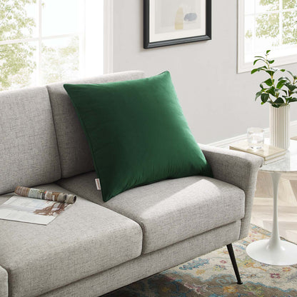 Enhance 24" Performance Velvet Throw Pillow, Velvet, Green, 20468