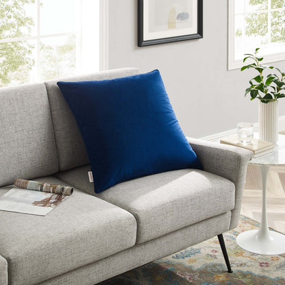 Enhance 24" Performance Velvet Throw Pillow, Velvet, Blue Navy, 20471