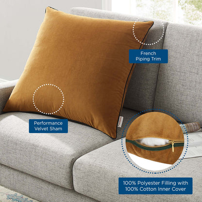 Accentuate 24" Performance Velvet Throw Pillow, Velvet, Brown Green, 20473