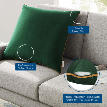 Accentuate 24" Performance Velvet Throw Pillow, Velvet, Green Brown, 20474