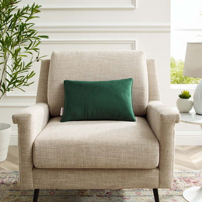 Enhance 18" Lumbar Performance Velvet Throw Pillow, Velvet, Green, 20478