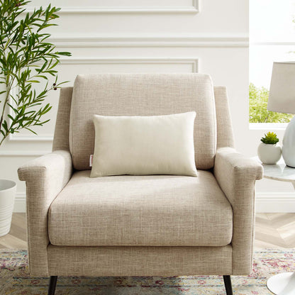 Enhance 18" Lumbar Performance Velvet Throw Pillow, Velvet, Ivory White, 20479
