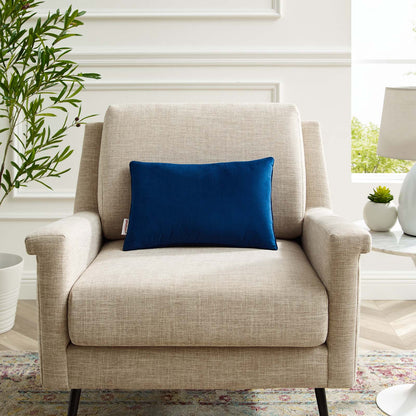 Enhance 18" Lumbar Performance Velvet Throw Pillow, Velvet, Blue Navy, 20481