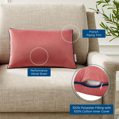 Accentuate 18" Lumbar Performance Velvet Throw Pillow, Velvet, Red, 20482