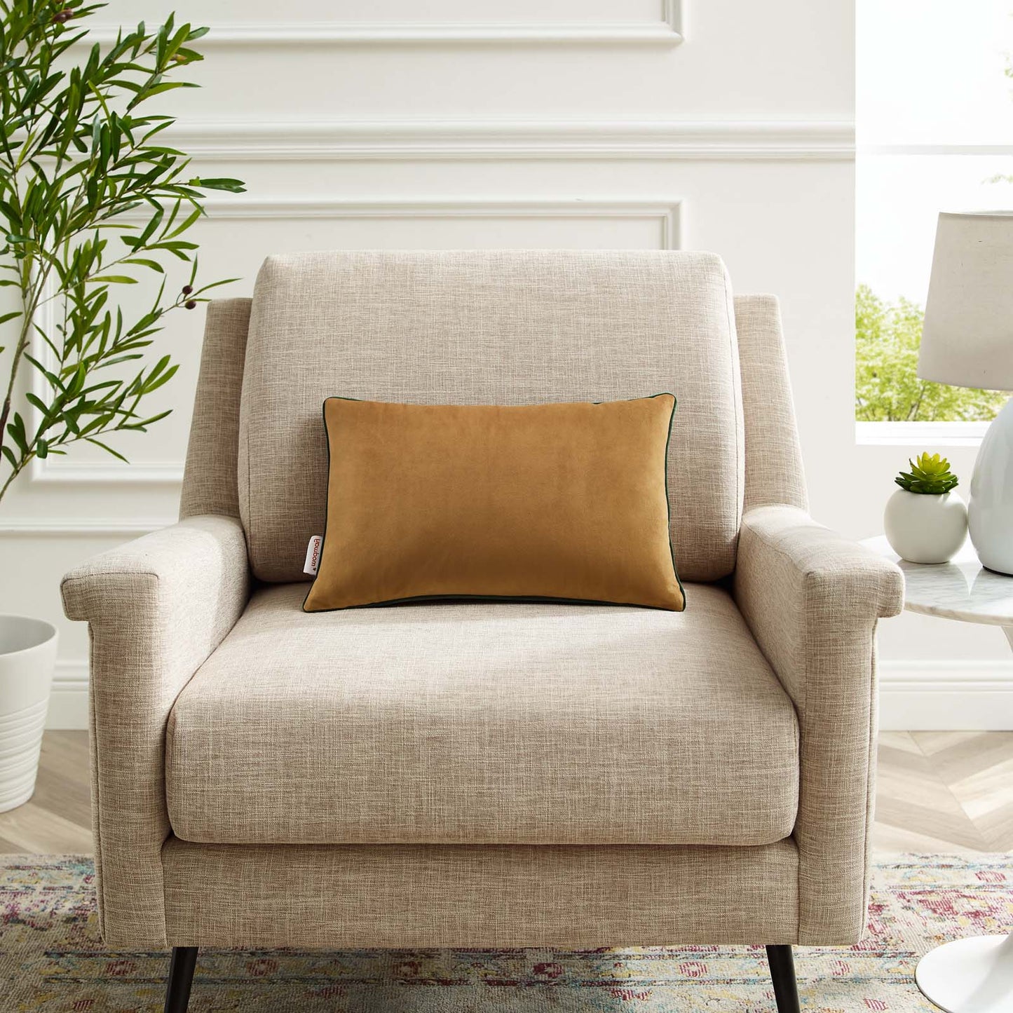 Accentuate 18" Lumbar Performance Velvet Throw Pillow, Velvet, Brown Green, 20483