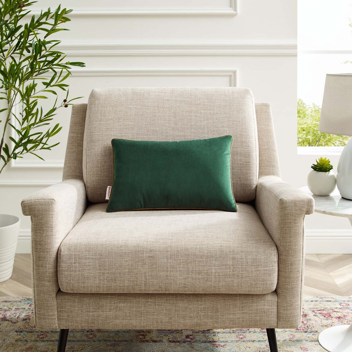 Accentuate 18" Lumbar Performance Velvet Throw Pillow, Velvet, Green Brown, 20484
