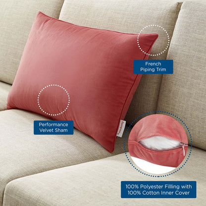 Enhance 24" Lumbar Performance Velvet Throw Pillow, Velvet, Red, 20486