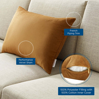 Enhance 24" Lumbar Performance Velvet Throw Pillow, Velvet, Brown, 20487