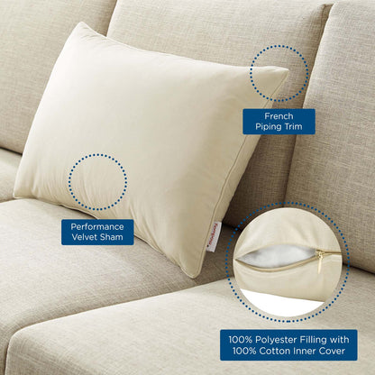 Enhance 24" Lumbar Performance Velvet Throw Pillow, Velvet, Ivory White, 20489