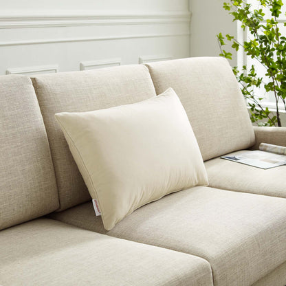 Enhance 24" Lumbar Performance Velvet Throw Pillow, Velvet, Ivory White, 20489